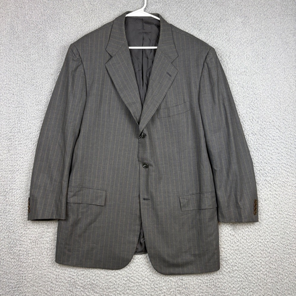 Neiman Marcus Blazer Mens 48R Pinstripe 14 Micron Super 180s Wool Kiton Napoli